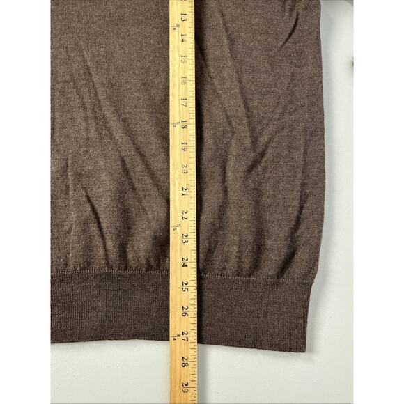 Orvis Sweater Mens Large Brown Merino Wool Knit 1/4 Zip Mock Neck Pullover - Picture 5 of 9